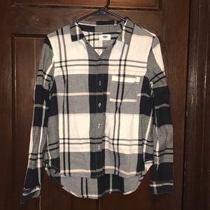Navy blue and white flannel